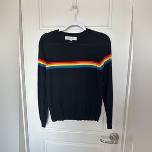 Black sweater with rainbow stripe